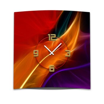 Wanduhr XXL 3D Optik Dixtime abstrakt orange Feder 50x50 cm leises Uhrwerk GQ-038