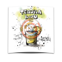Wanduhr XXL 3D Optik Dixtime Cocktail Tequila Boom 50x50...