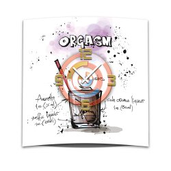 Wanduhr XXL 3D Optik Dixtime Cocktail Orgasm 50x50 cm...