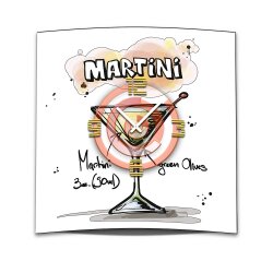 Wanduhr XXL 3D Optik Dixtime Cocktail Martini 50x50 cm...