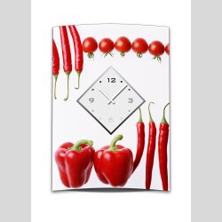 Wanduhr XXL 3D Optik Dixtime Tomate Paprika Chili 50x70 cm leises Uhrwerk GR-036