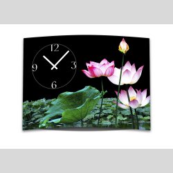 Wanduhr XXL 3D Optik Dixtime pink Lotus Bl&uuml;te 50x70...