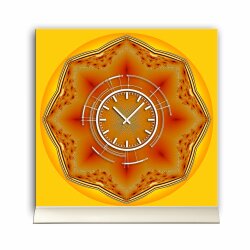 Tischuhr 30cmx30cm inkl. Alu-St&auml;nder -abstraktes Design orange  ger&auml;uschloses Quarzuhrwerk -Wanduhr-Standuhr TU4091 DIXTIME