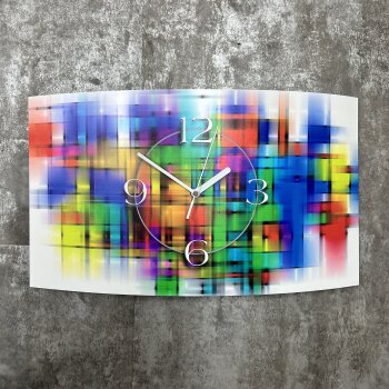 Abstrakt bunt Designer Wanduhr modernes Wanduhren Design leise kein ticken DIXTIME 3DS-0326