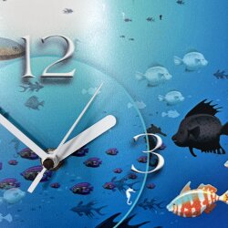 Fische im Meer Designer Wanduhr modernes Wanduhren Design leise kein ticken dixtime 3DS-0111