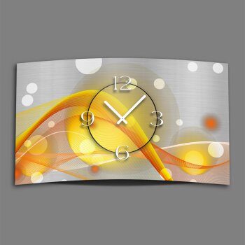 Abstrakt gelb orange Designer Wanduhr modernes Wanduhren Design leise kein ticken dixtime 3DS-0048