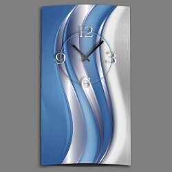 Abstrakt blau silber hochkant Designer Wanduhr modernes Wanduhren Design leise kein ticken dixtime 3DS-0026