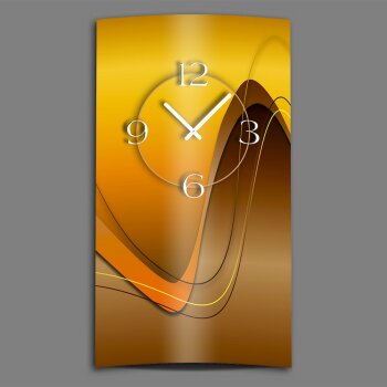 Abstrakt caramel braun hochkant Designer Wanduhr modernes Wanduhren Design leise kein ticken dixtime 3DS-0022