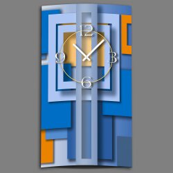 Abstrakt blau hochkant Designer Wanduhr modernes Wanduhren Design leise kein ticken dixtime 3DS-0007