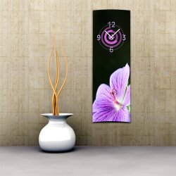 Wanduhr XXL 3D Optik Dixtime lila Orchidee 30x90 cm...