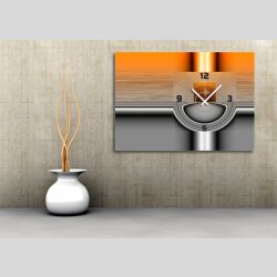Wanduhren, Dixtime Designer Wanduhr, 30cm x 40cm, stilvolle Luxusuhr, orange silber, 6100-0009