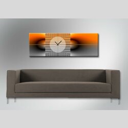 Dixtime Moderne Designer Wanduhr, 30cm x 90cm Wanduhren, zeitloses Design,  edle B&uuml;rouhr, orange grau, 4167-0009